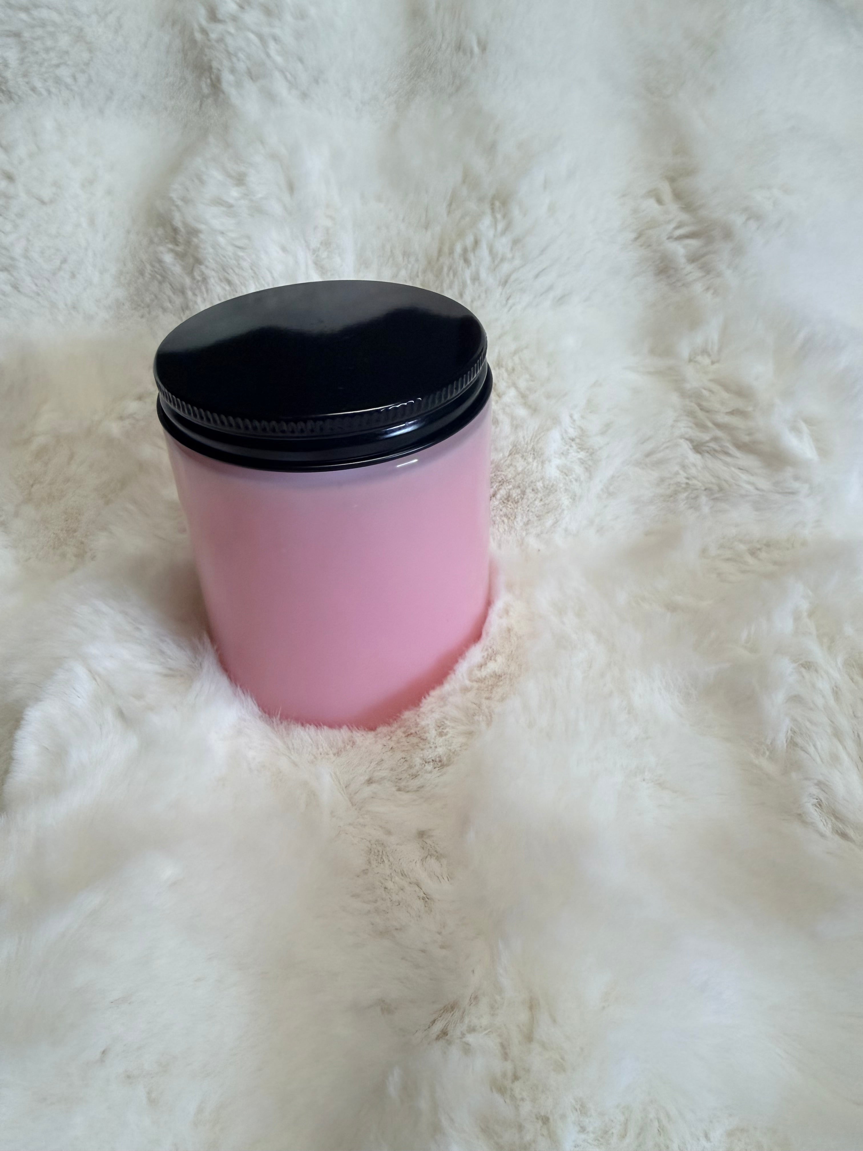 Japanese cherry blossom scented soy candle with dried rose buds